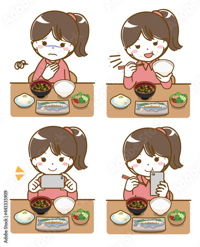 食事をする少女