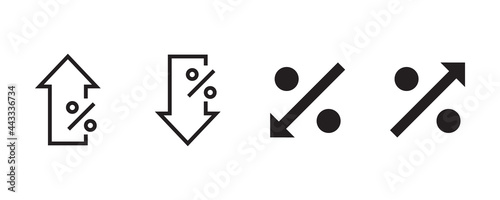 Percent arrow icon set. Vector graphic illustration.