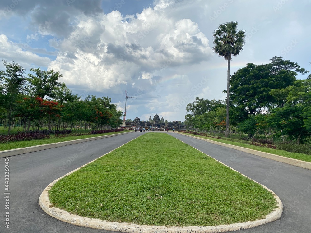 Fototapeta premium Updated look (2021) of the front of Angkor Wat Temple Siem Reap Cambodia