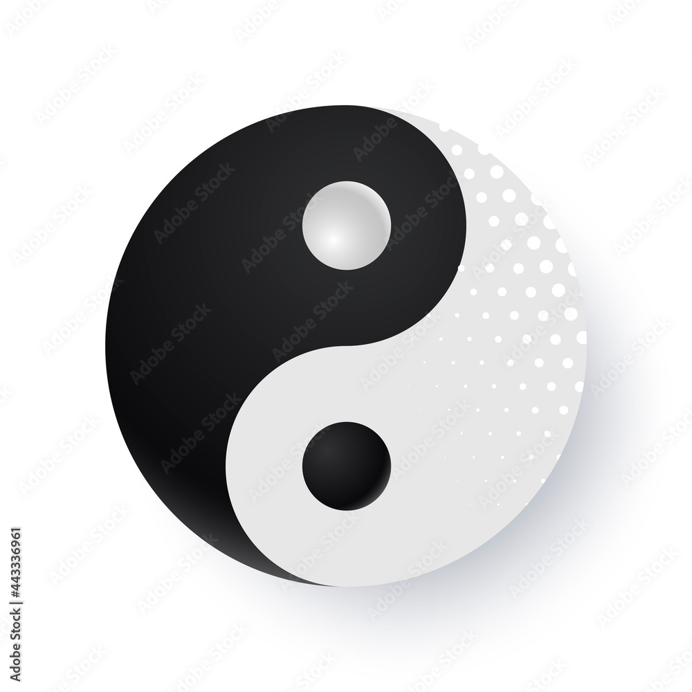Taijitu Symbol Black and white yin yang on a white background Taijitu Symbol Black and white yin yang on a white background