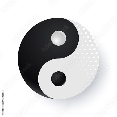 Taijitu Symbol Black and white yin yang on a white background