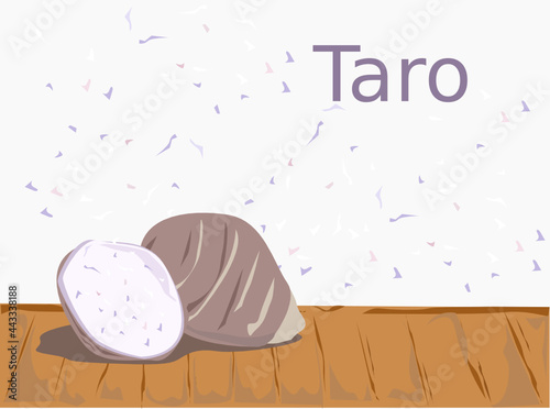 The taro on wooden table vector illustration. photo