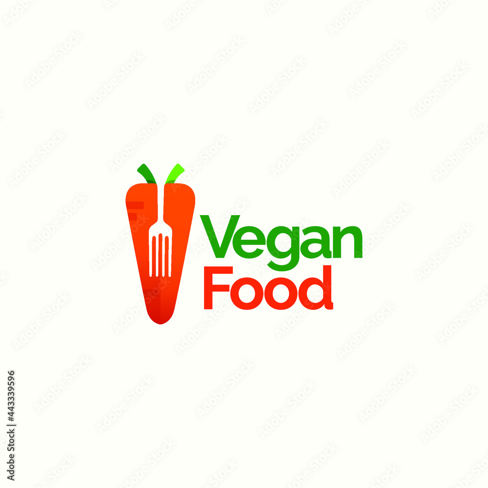 Naklejka premium vegan food logo design concept. carrot ilustration