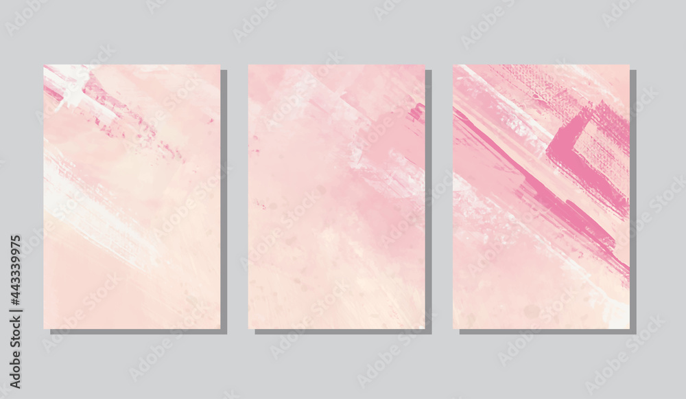 Vector abstract color paint pink banner set.