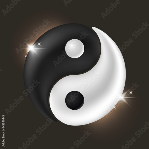 Realistic Taijitu Symbol Black and white yin yang.