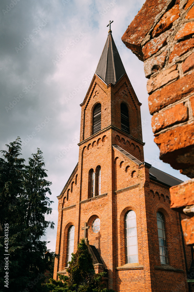 Opsa, Braslav District, Vitebsk Region, Belarus. Close Up Of Church Of St. John The Baptist