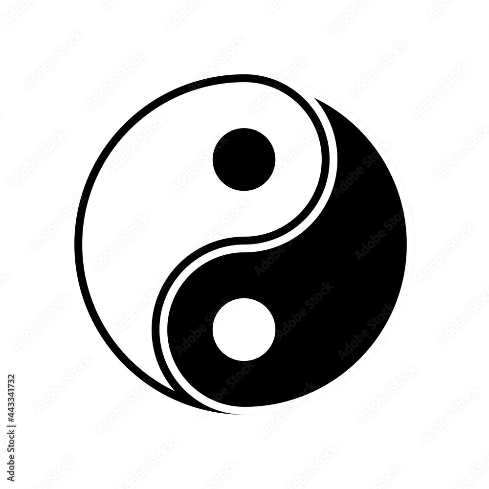 Taijitu Symbol Black and white yin yang on a white background Taijitu Symbol Black and white yin yang on a white background