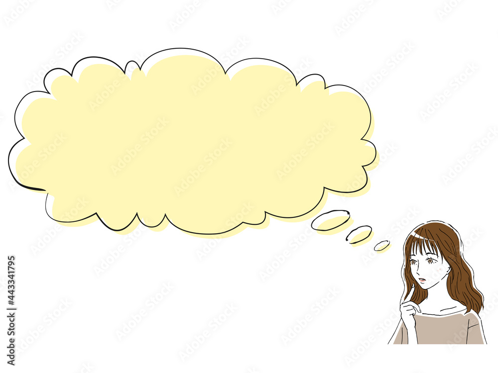 手書き風の女性とふきだし 手書き風の女性とふきだし