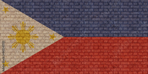 3D Flag of Philippines on brick wall