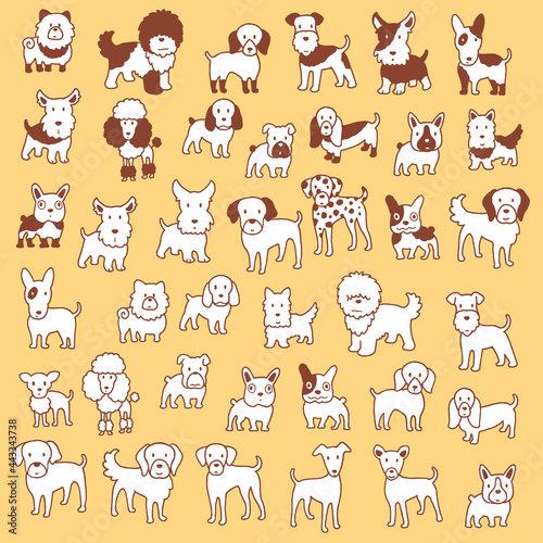 "Simple and cute dog
Illustration material collection,"