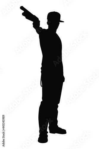 Gangster man with shotgun silhouette vector on white background