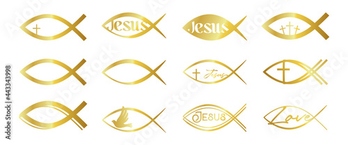 Gold Jesus fish icons