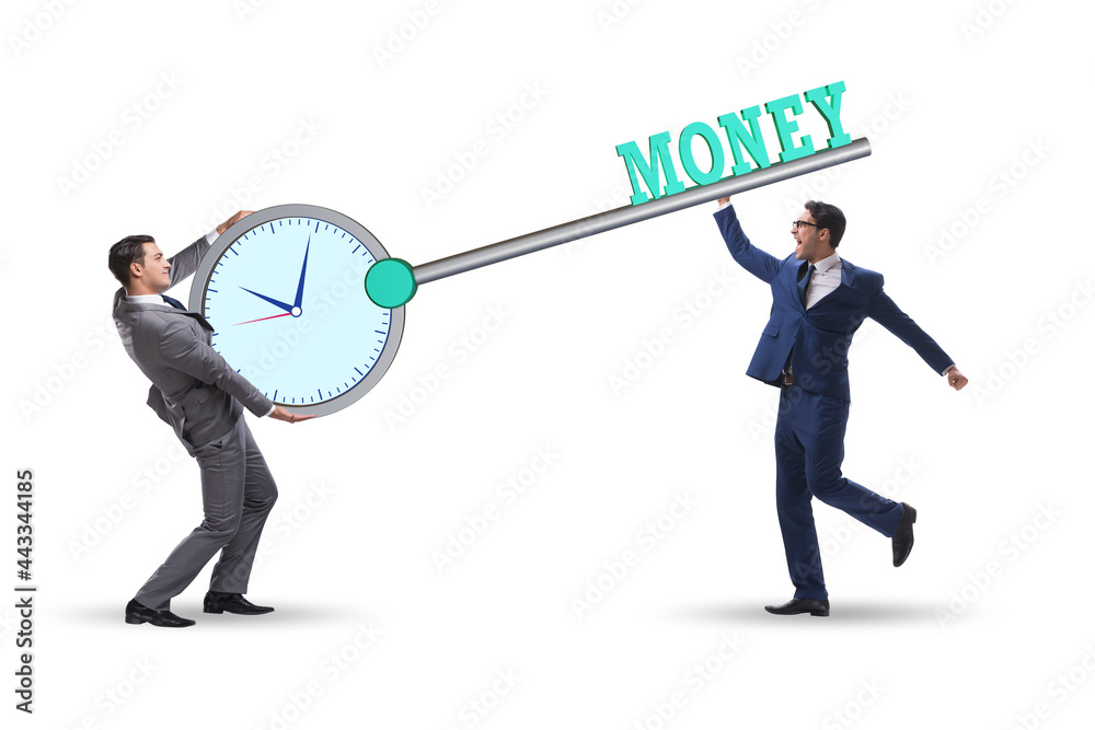 Time is money concept with businessman and key Time is money concept with businessman and key