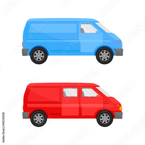 Bright Van as Road Vehicle and Transportation Vector Set