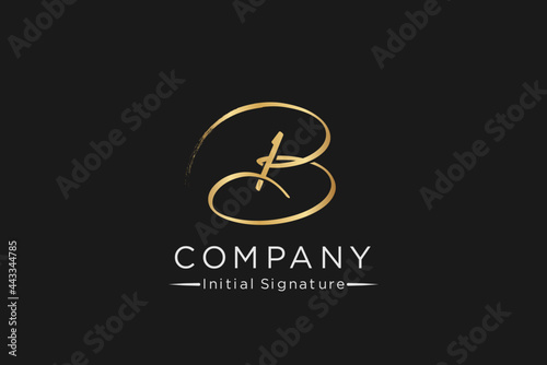 signature Initial letter B ,handwriting logo of initial signature, wedding, fashion, jewerly, boutique, floral and botanical with creative template for any company or business. photo