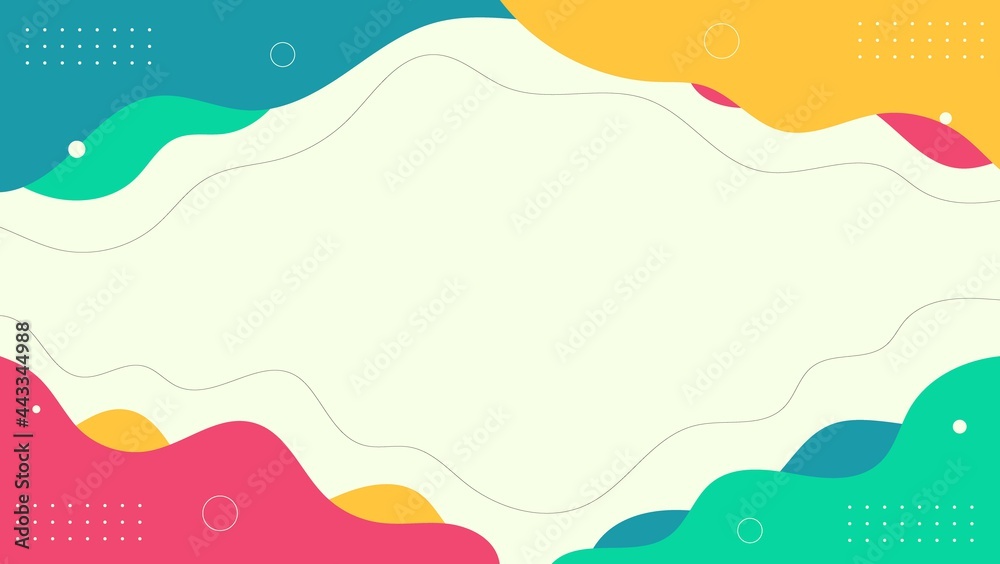 Abstract Colorful Flat Wave Geometric Shapes Design Background. Can Be Used For Frame, Card, Banner, Poster Or Presentation.