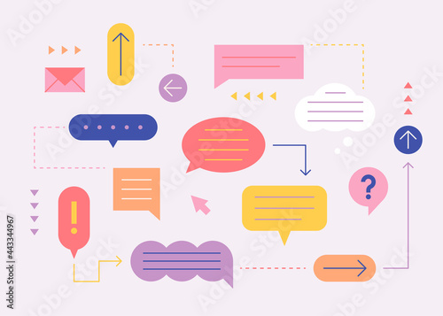 Speech willows are connected and sharing opinions Simple pattern design template.