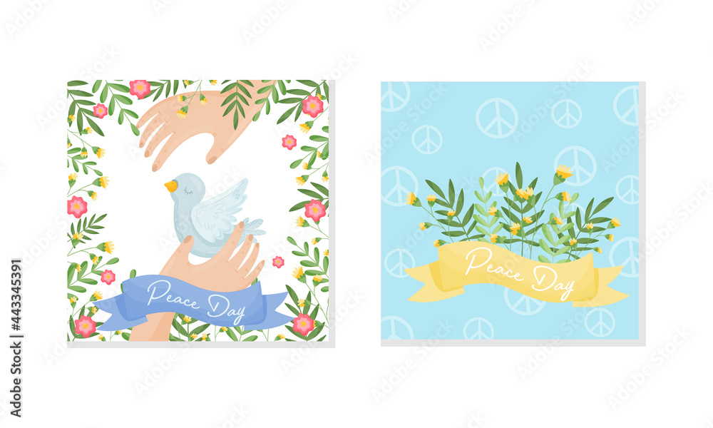 International World Peace Day Greeting Card Design Vector Set International World Peace Day Greeting Card Design Vector Set