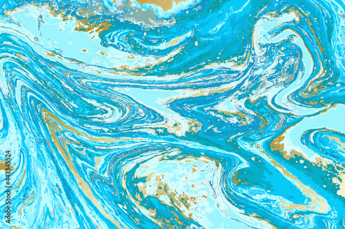 Vector marbled blue wave abstract background. Blue liquid pattern. Unique texture. Aquatic artwork illustration.