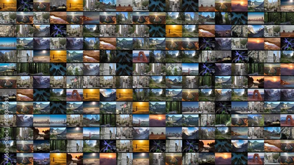 Scenic America Film Quilt. A Grid Collage Compilation of America's Beautiful Places