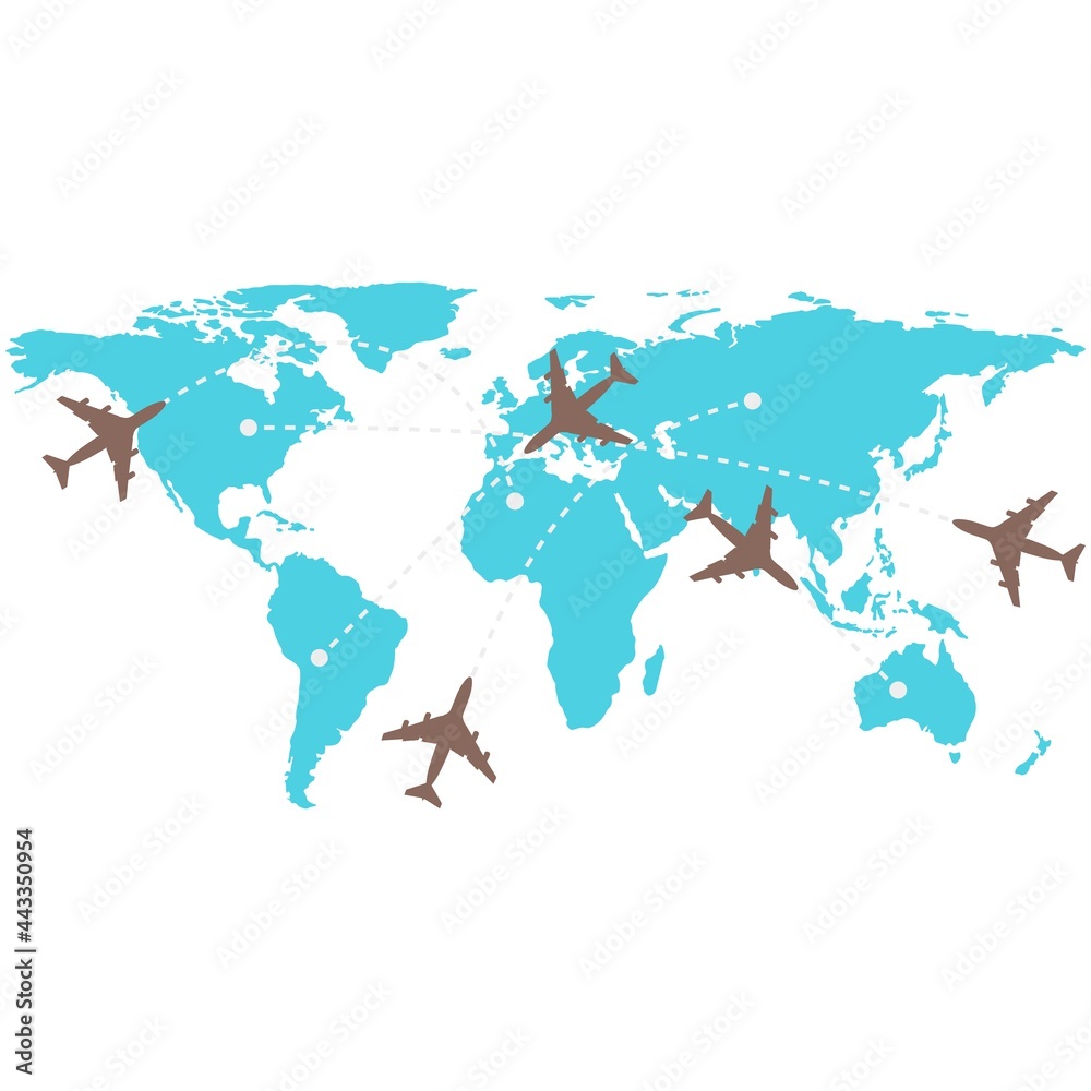 Obraz premium Plane flight map vector, air path plan infographic on white