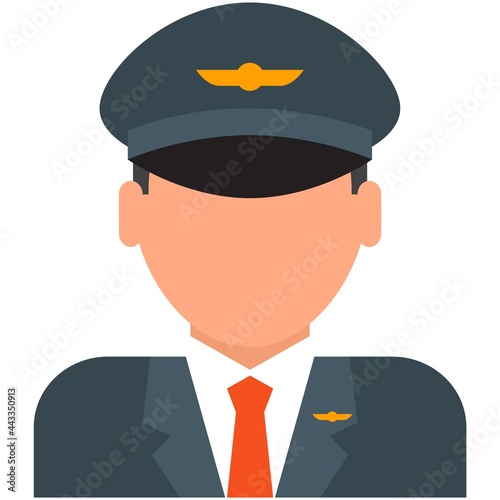 Pilot in hat uniform icon vector airplane driver on white
