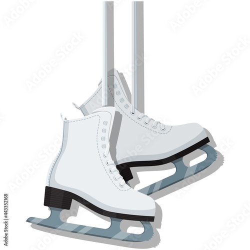 Ice figure skates for rink vector illustration on white