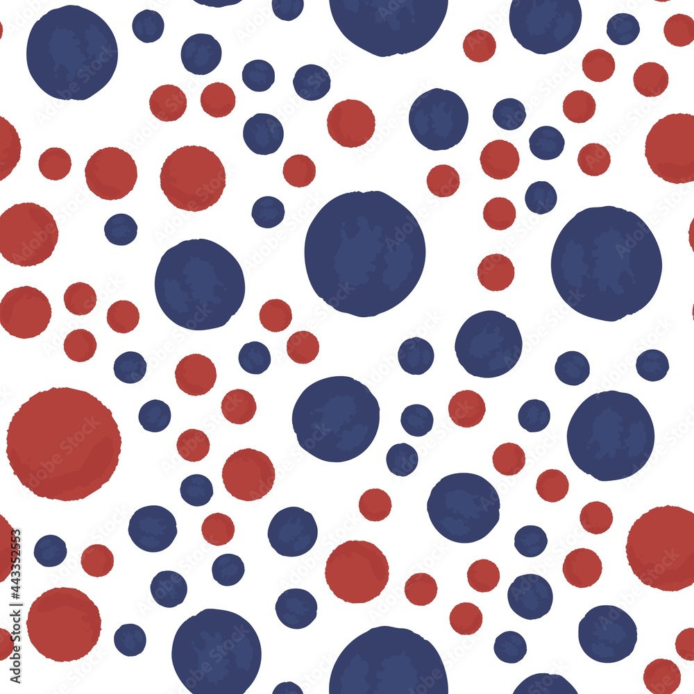 Vector seamless pattern polka dots in blue and red colors Vector seamless pattern polka dots in blue and red colors