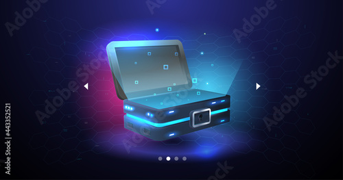 Protective Waterproof Plastic Case. cargo box for safe transportation. Loot box concept.
