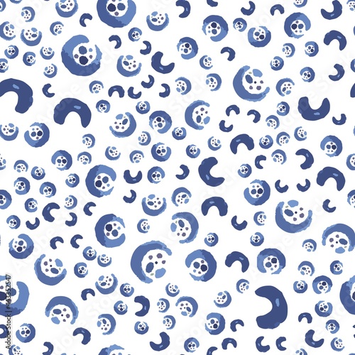 Hand Drawn seamless pattern is blue and Dark moderate blue color