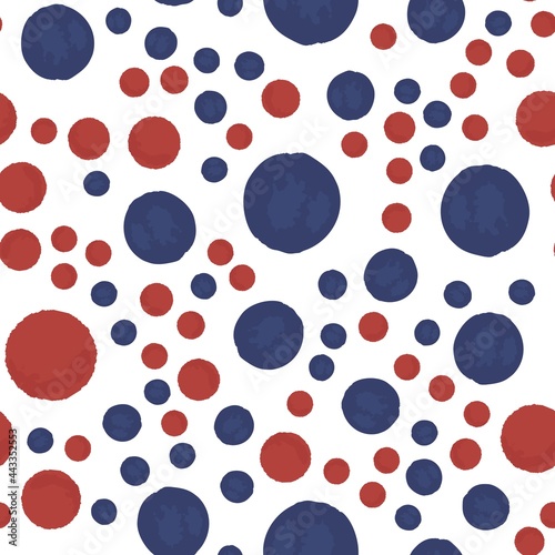 Vector seamless pattern polka dots in blue and red colors
