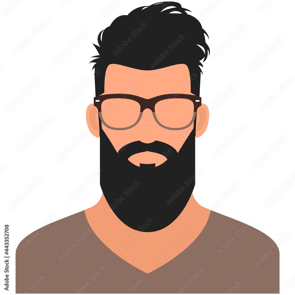 Hipster man avatar icon vector isolated on white Hipster man avatar icon vector isolated on white