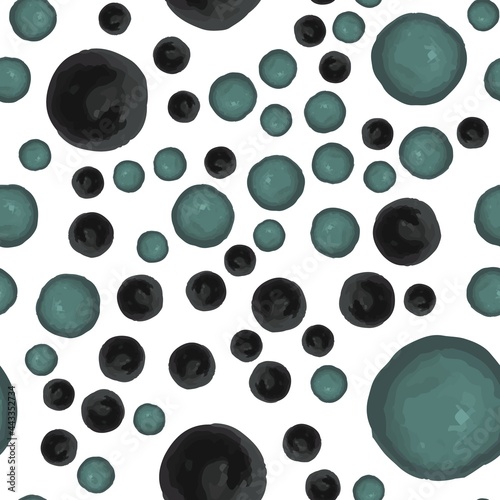 Wondrous Seamless pattern with polka dot is black and green colors