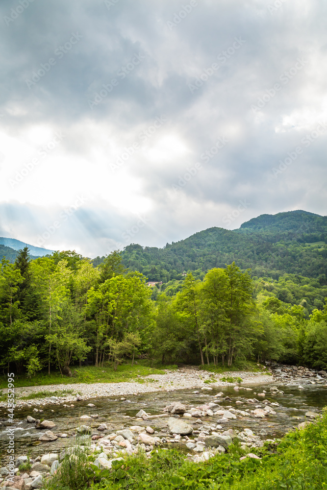 natural landscape with green mountain peaks in summer natural landscape with green mountain peaks in summer