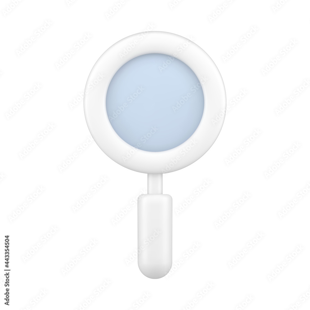 Stylish white 3d loupe with gradient. Essential magnifying tool for inspect and analytics Stylish white 3d loupe with gradient. Essential magnifying tool for inspect and analytics