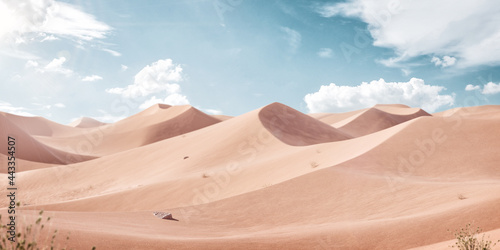 3d Illustration of an Empty Desert at Sunny Day. Minimal Mockup
