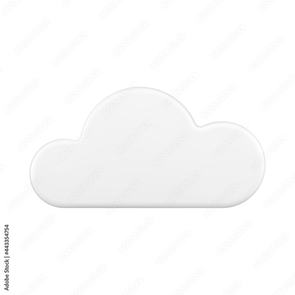 White 3d cloud. Minimalistic shape with gray gradient White 3d cloud. Minimalistic shape with gray gradient