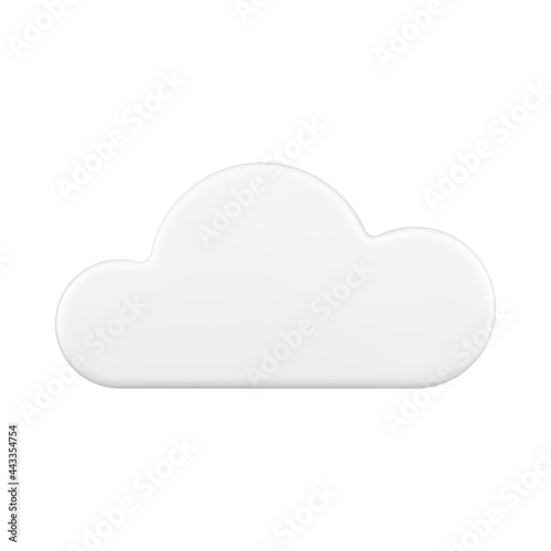 White 3d cloud. Minimalistic shape with gray gradient
