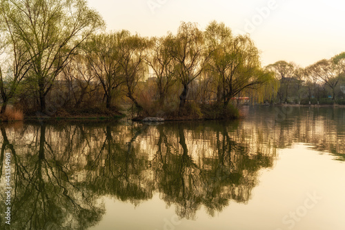 The scenery of Daming Lake in Jinan in the sunset