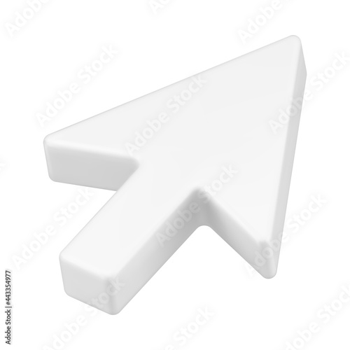 Arrow pointer 3d. White volumetric mouse cursor for website