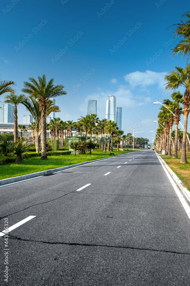 Obraz premium Central business district, roads and skyscrapers, Xiamen, China.