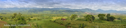 panorama of the mountains in rainy season
