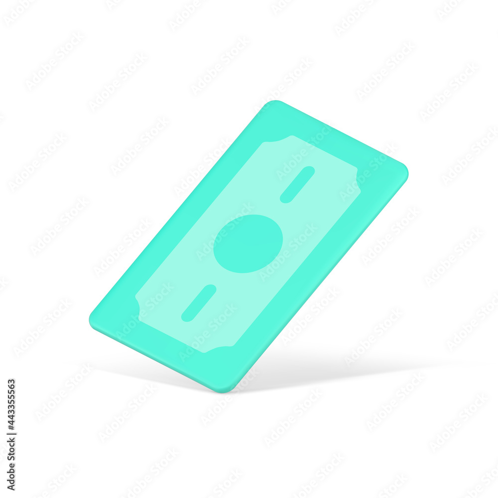 3d green banknote. Volumetric realistic paper cash 3d green banknote. Volumetric realistic paper cash