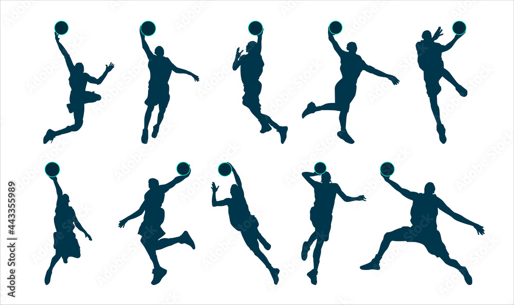 Soccer football player silhouette in various poses