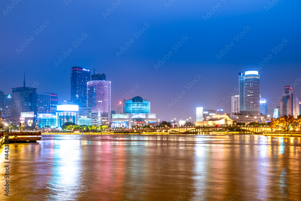Ningbo city center architectural landscape night view