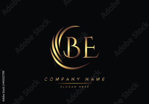alphabet letters BE EB monogram logo, gold color elegant classical