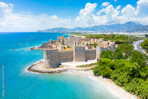 Panoramic view of the Mamure Castle in Anamur Town, Turkey photo