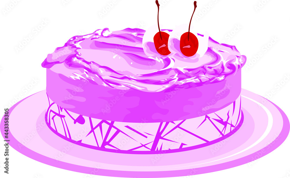 detailed vector of strawberry cakes with cherry topping detailed vector of strawberry cakes with cherry topping
