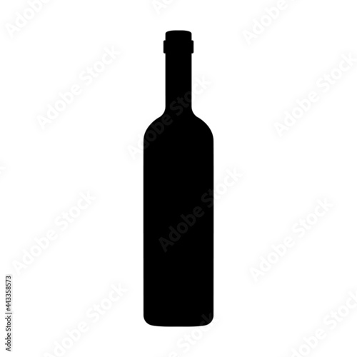 Wine bottle icon. Shape of traditional glass bottle of still wine. Vector Illustration