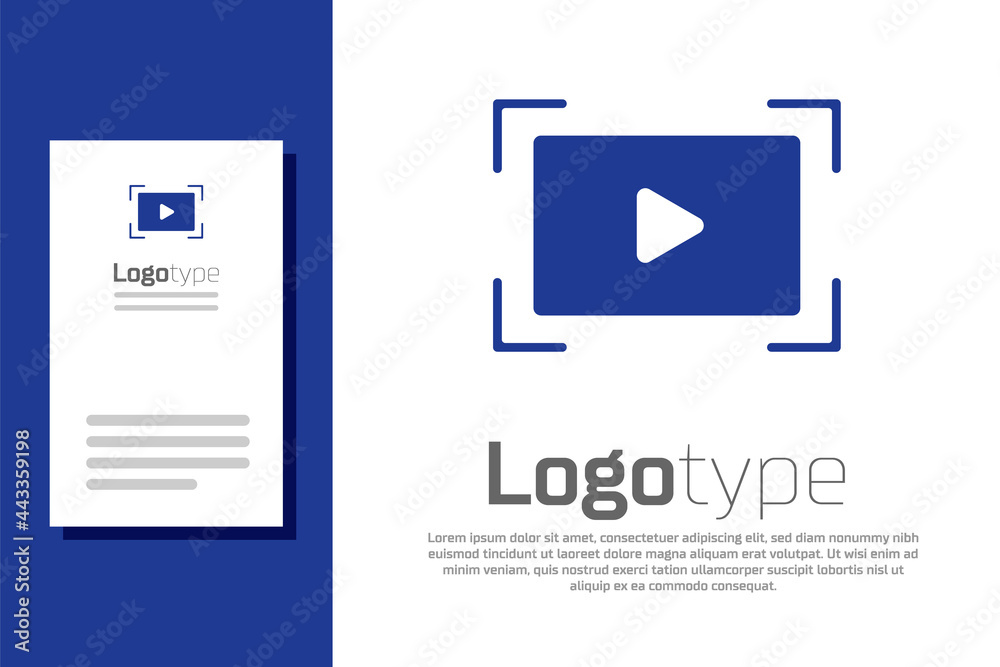 Blue Online play video icon isolated on white background. Film strip with play sign. Logo design template element. Vector Blue Online play video icon isolated on white background. Film strip with play sign. Logo design template element. Vector